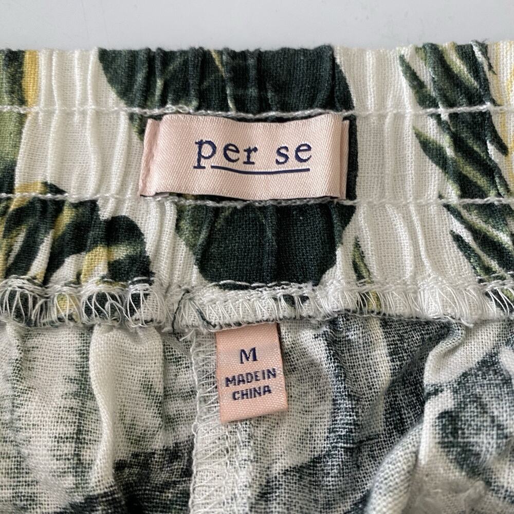 Per Se Green Tropical Linen Blend Shorts Medium Resort Vacation Beach Hawaiian - Picture 6 of 8